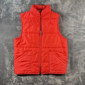 VTG Tuff Topper Made In USA Quilted Zip Vest With Pockets Red Size Medium